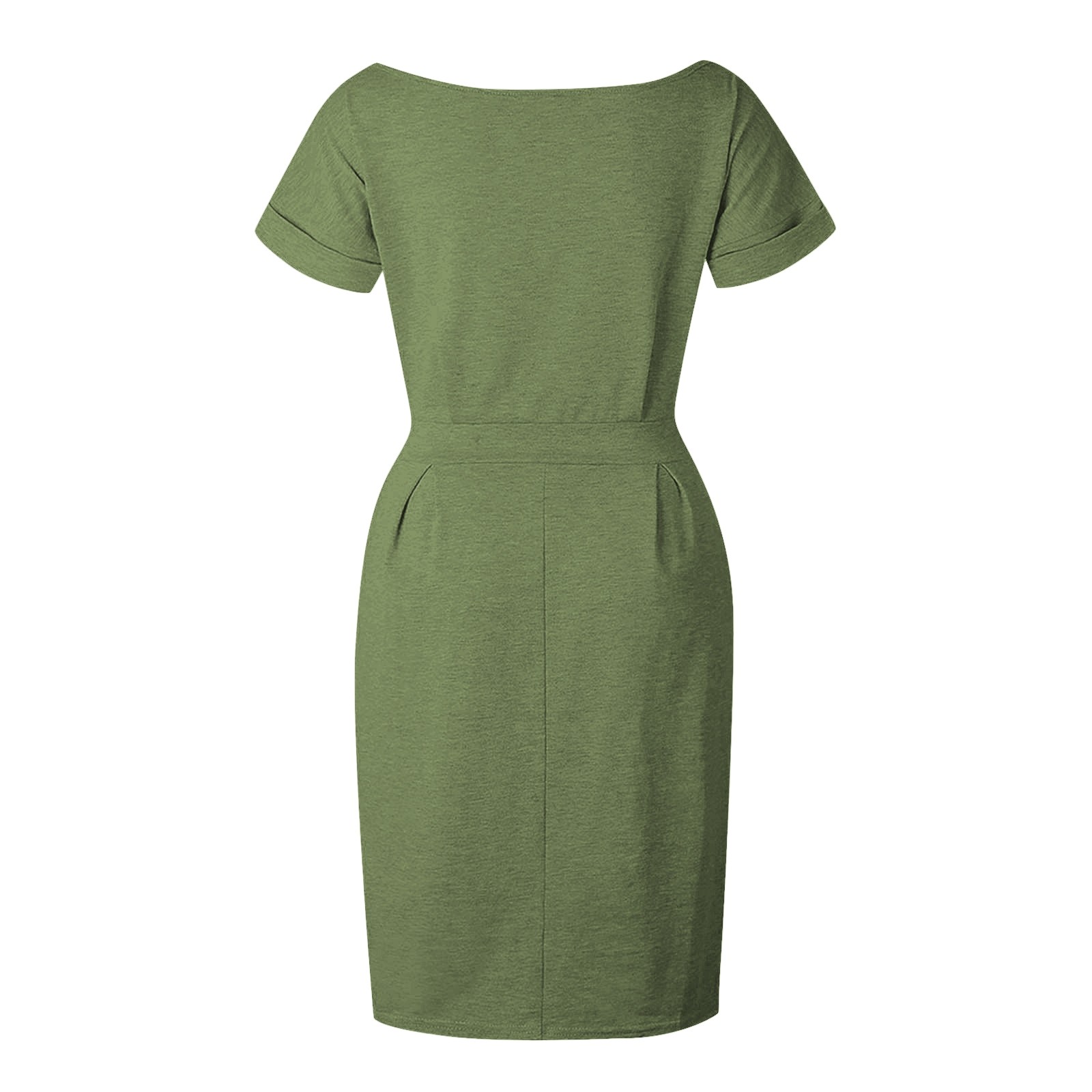 thumbnail image 4 of Vestido de verano para mujer con cinturón: manga corta, informal/para salir, fácil de cuidar, versátil para diversas ocasiones., 4 of 6